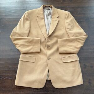 Palm Beach Men's Blazer Tan 2 Button Vintage Office Preppy Wool Classic 44L